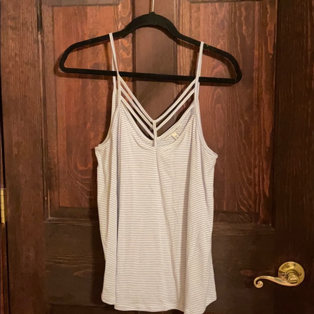 Blue and white striped tank